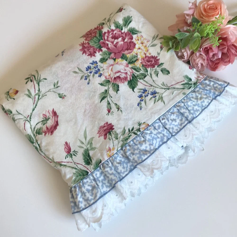 Floral Waverly Twin Flat Sheet White Waverly Flowers Flat Sheet Eyelet